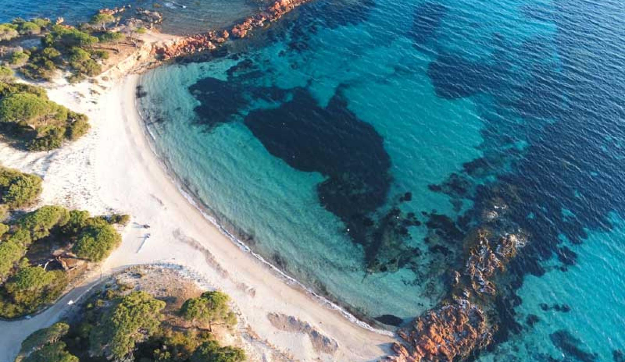 Plage Palombaggia vue de haut
